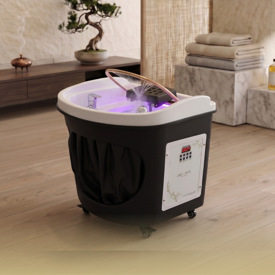 13 Japanese Head Spa Black Circle Hybrid Unit Plumbed (inc. Steamer, Steamer Hood & Water Heater)