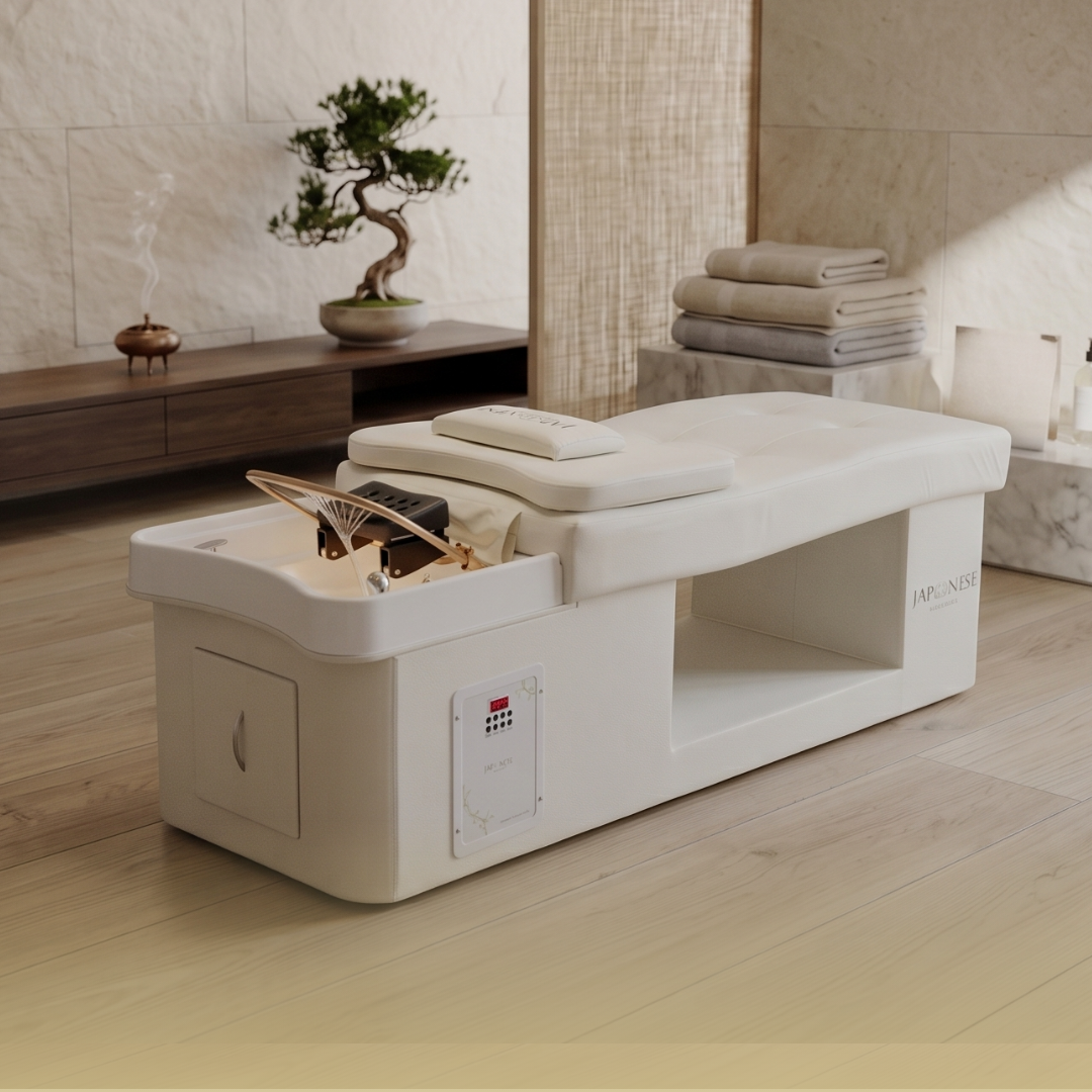 Japanese Head Spa Cream Full Bed Unit Plumbed (inc. Steamer, Steamer Hood & Water Heater)