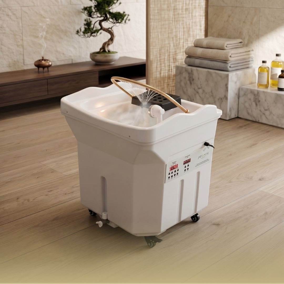 Japanese Head Spa White Portable 60L Tank Unit Non-Plumbed (inc. Steamer, Steamer Hood and 2 x water heaters)