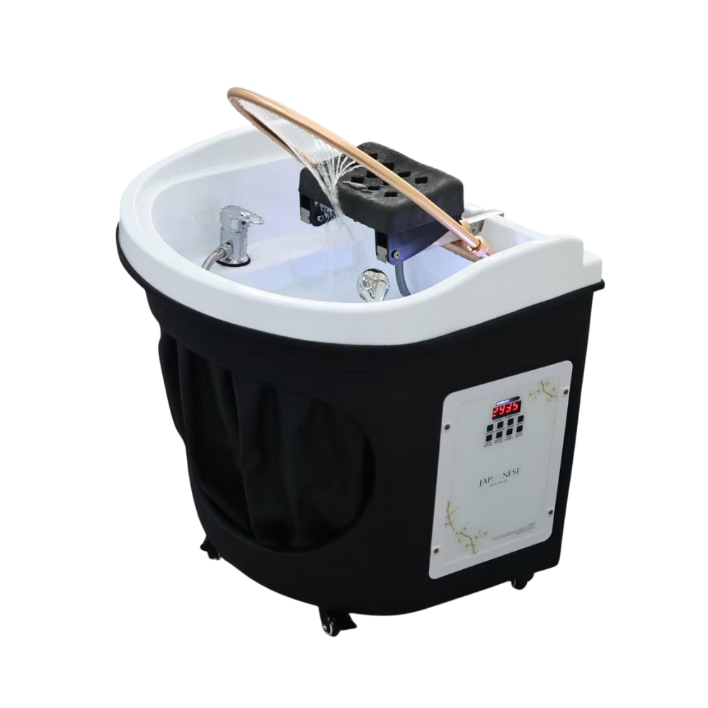 BLACK HYBRID CIRCLE UNIT (20) Japanese Head Spa Black Circle Hybrid Unit Plumbed (inc. Steamer, Steamer Hood & Water Heater)