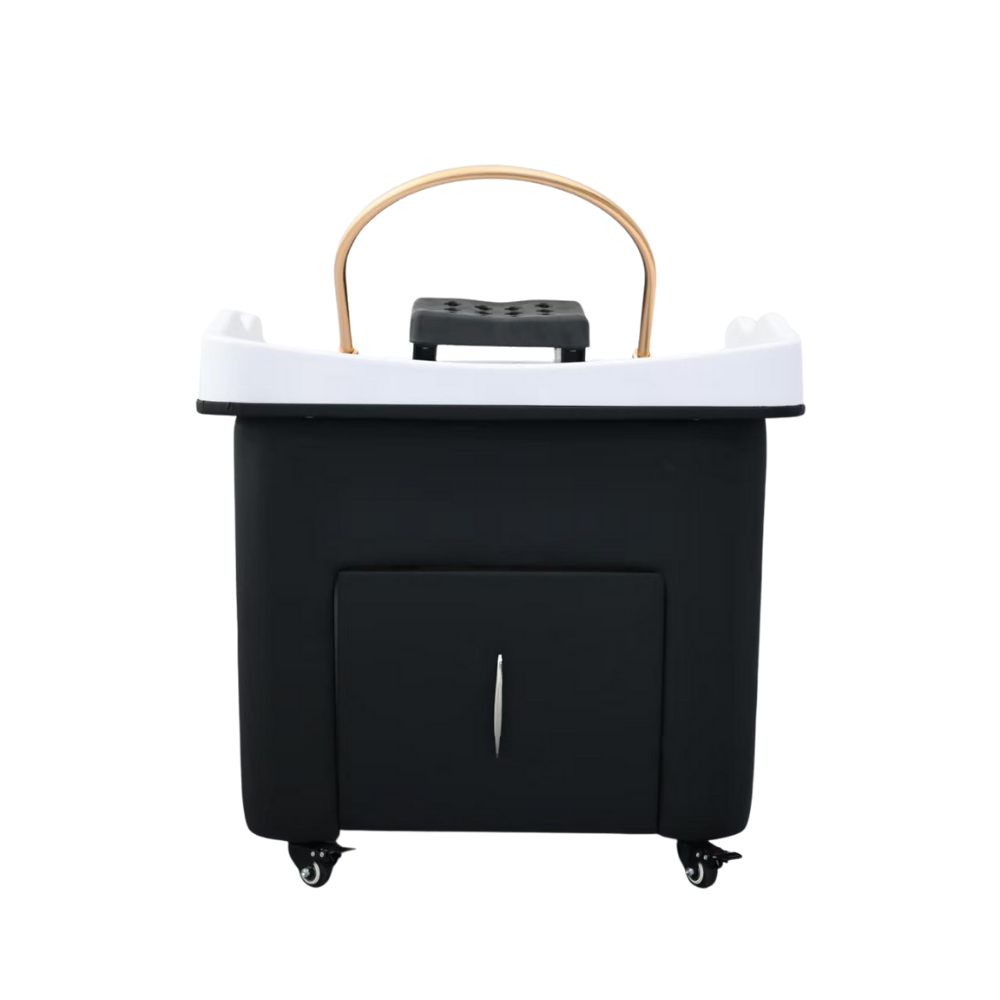 Japanese Head Spa Black Rectangle Hybrid Unit Plumbed (inc. Steamer, Steamer Hood & Water Heater)