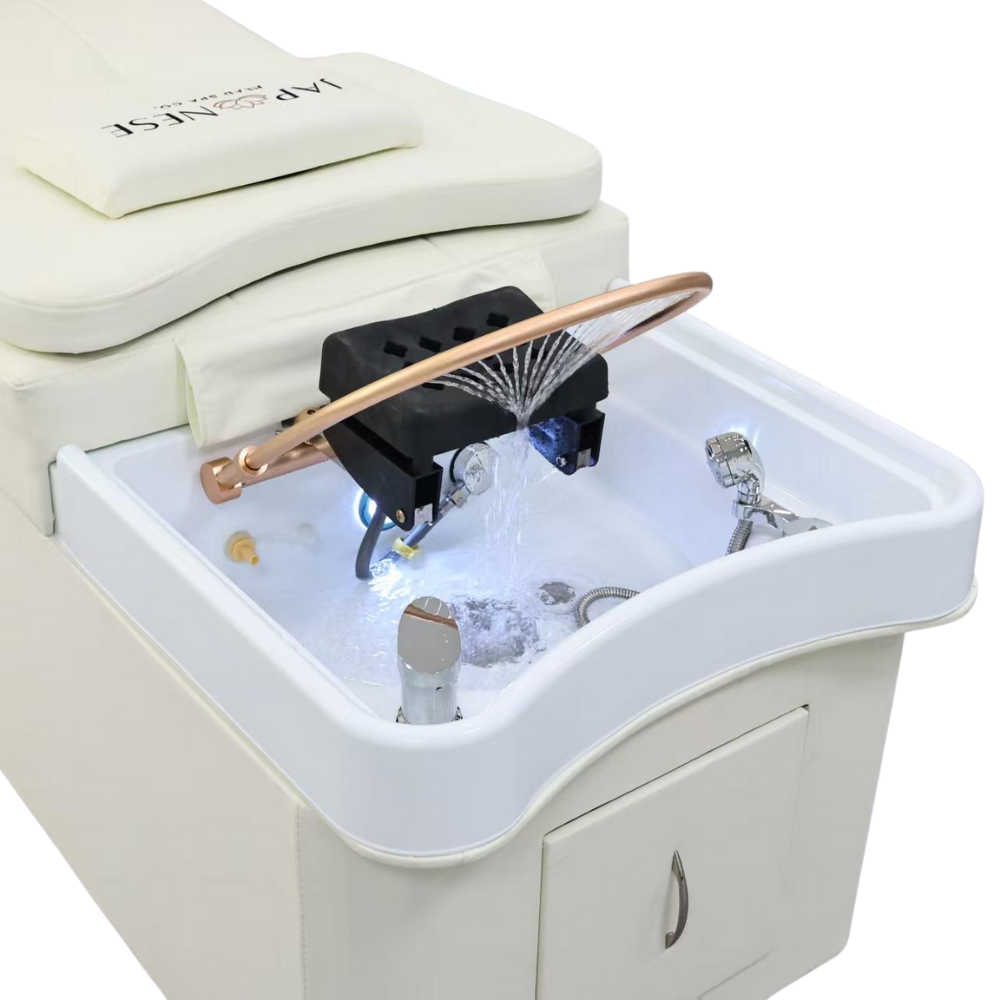 Japanese Head Spa Cream Full Bed Unit Plumbed (inc. Steamer, Steamer Hood & Water Heater)