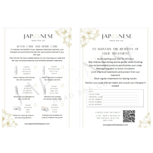 Aftercare leaflets Japanese Head Spa Aftercare Leaflet 25 pks