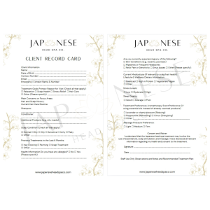 Japanese Head Spa Client Consultation Form 25 pks