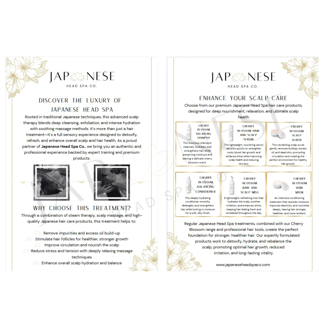 Information Leaflet Japanese Head Spa Information Leaflet 25pks