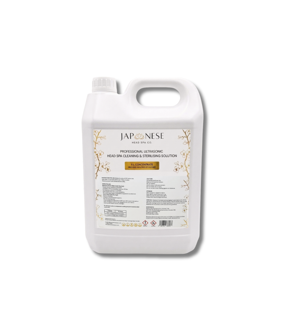 Ultrasonic Cleaning Solution 5L Professional Ultrasonic Head Spa Cleaning and Sterilising Solution 5Ltr (Concentrate)