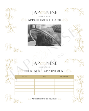 jhs appointment cards Japanese Head Spa Appointment Cards 25 pks (Business Card Size)