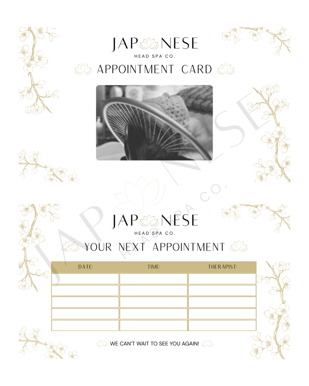 jhs appointment cards Japanese Head Spa Appointment Cards 25 pks (Business Card Size)