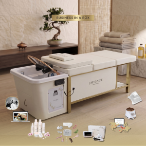 10 BUSINESS IN A BOX: Cream Non-Plumbed Japanese Head Spa Full Bed Unit Package