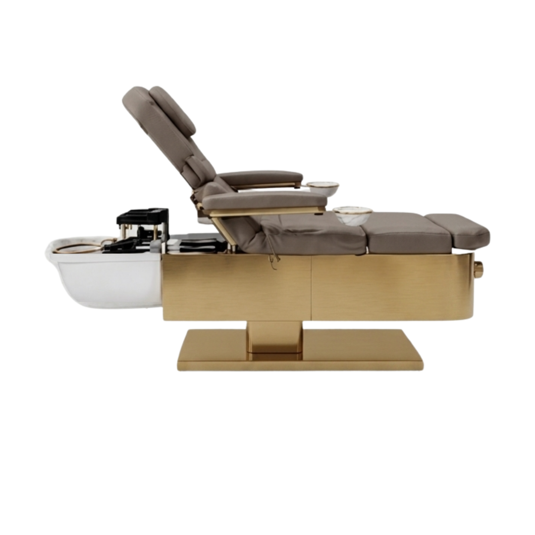 Img 2 INTRODUCTORY OFFER - Japanese Head Spa Fawn Full Bed with Foot Spa - **HEIGHT ADJUSTABLE** with Electric Back & Foot Rest (Plumbed) (inc. Steamer, Steamer Hood & 2 x Water Heater)