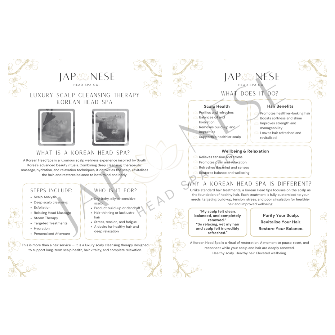 korean head spa information leaflet